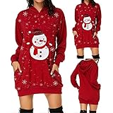 MJGkhiy Kapuzenpullover Damen Oversize Winter Elegant Weich Langer Pullover Lange Ärmel Christmas Dress Weihnachtspullover Partnerlook