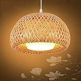 Wlgt Japanisches Teehaus Pendelleuchte DIY Tropical Bamboo Kronleuchter Handmade Wicker Rattan Lamp Pot Lid Shades Weave Hanging Light Kücheninsel Dekoration Kronleuchter E27
