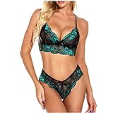 EMATOP Dessous Sets für Damen Sexy Unterwäsche Negligee Nachthemd Lingerie Spitzen Push Up BH Erotische Reizwäsche Bra und Slip Stickerei Unterwäsche und Slip Set Elegant Gemütlich Nachtw