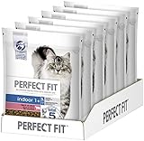 Perfect Fit Indoor 1+ – Trockenfutter für erwachsene Hauskatzen ab 1 Jahr – Reich an Rind – Unterstützt die Vitalität – 6 x 750 g