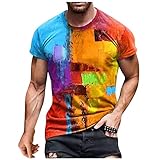 Herren T-Shirt Sommer Rundhals Casual Fashion Bedrucktes Vintage T-Shirt Slim Fit Tee Regular Fit Kurzarm Shirt Basic Männer T-Shirt Crew Neck Jungen Kurzarmshirt O-Neck Kurzarm Sleeve Top