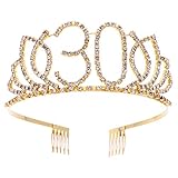 Frcolor Geburtstag Tiara, Strass 30. Geburtstag Kronen Happy 30. Geburtstag (Gold)