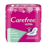 Carefree Ultra Long Binden mit Flügel, Damenbinden für die Menstruation, Ohne Parfüm, 10 Stück