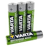 VARTA Recharge Akku Phone Accu Micro Ni-Mh Accu (AAA 4er Pack, 800 mAh) geeignet für schnurlose Telefone, wiederaufladbar ohne Memory-Effekt - sofort einsatzb