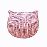 xinxinchaoshi Einzelsofa Handgewebte Cartoon Cat Ears Bohnenbeutel Futon Kinderzimmer Spielzeug Wohnzimmer Schlafzimmer Bucht Fenster Tatami Schlafsessel Sofabett (Color : Pink, Size : 50 * 50 * 30)