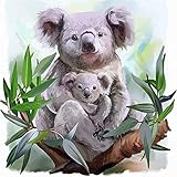 LZLYOU DIY Ölgemälde nach Zahlen Kit Kit für Erwachsene Mädchen Kinder Weihnachtsdeko Dekorationen Geschenke, Koala Bärenliebe,45×60