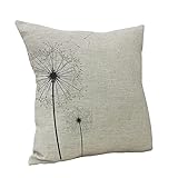 Nunubee Kissenbezug bettwäsche Stempel Pusteblume Baumwolle Leinen Platz Dekorative Akzente Setzen Fall Sofa zierkissen Landhaus beige Löwenzahn 45x45