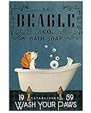 SIGNCHAT Bath Soap Company Beagle-Poster, tolle Wanddekoration, Kunstwerk, Geschenk für Hundeliebhaber, Wandkunst, Dekoration, Metallschild, Poster, Metallschild, 20,3 x 30,5