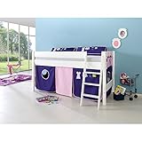 Relita Halbhohes Spielbett Kim Buche massiv, weiß lackiert mit Textil-S