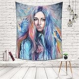 YYRAIN Nordic Fashion Girl Tapisserie Home Wohnzimmer Schlafzimmer Wandbehang Home Wall Art Dekoration Tuch Multifunktionale Tischdecke 59x79 Inch[W150xH200cm]