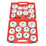 23 Stück Aluminium Ölfilterkappen Set, Oelfilter-Werkzeug Ölfilterschlüssel Set mit Einer Box Geeignet für fast alle gängigen Ö