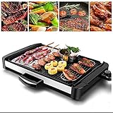 BIYLL Ogrill Tischgrill 2000 Watt, 5 Temperatureinstellungen, Antihaft-Versiegelung, stufenlose Temperaturregelung für optimale Grillergebnisse für Outdoor Schwarz/Silb