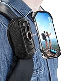 HEZEN Outdoor Handy-halter mit abnehmbare Halterung Handytasche Rucksack,Rucksack Handyhalter,Smartphone tasche Schutzhülle für alle Apple, Samsung,Schw