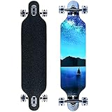 Longboard Skateboard für Jungen Mädchen Anfänger Erwachsener Teenager,Cruiser komplettes Board 8-lagiger Ahorn Longboard Bürste Street Dance Board mit T-T