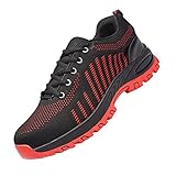 Stahlkappen s3 Schutzschuhe，Sicherheitsschuhe Herren Damen, Stahlkappe rutschfest Verschleißfeste Atmungsaktiv Ultraleicht Arbeitsschuhe，Red▁47