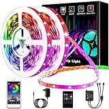 Led Strip, L8star 15m Led Streifen Farbwechsel Led Lichterkette Clever Rgb Led Bänder Stripes mit Bluetooth und fern Kontroller Sync zur Musik Led Leiste, Lichterkette b