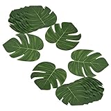 DELSEN 24 Stück Medium Künstlich Tropische Blätter gefälschte Palmblatt Palme Monstera für Hawaiian Luau Jungle Beach Theme Party Dekorationen(20 x 17,5cm)