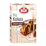 RUF Bio Kakao vegan & zuckerfrei, schwach entöltes Kakao-Pulver als Back-Kakao und Trink-Schokolade, 125 g