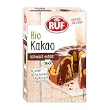 RUF Bio Kakao vegan & zuckerfrei, schwach entöltes Kakao-Pulver als Back-Kakao und Trink-Schokolade, 125 g
