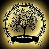 Familiengeschenke Lebensbaum Stammbaum Familie Geschenk personalisiert mit 6 Namen I Batteriebetrieb & Farbausw
