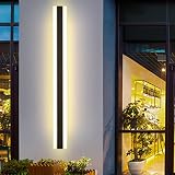 LED Lange Wandlampe Villa Wandlampe Villa Porch Wandlampe Außen IP65 Wasserdicht Wandleuchten Schwarz Lange Lichtleiste Aluminium Aussen Wandlampe Acryl Warmes Licht Gartenleuchte-80CM,Warmes L