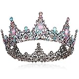 Coucoland Barock Königin Krone Braut Strass Tiara Hochzeit Krone Prinzessin Kristall Diadem Geburtstagskrone Damen Halloween Fasching Kostüm Accessoires (Stil2 - Mehrfarbig)