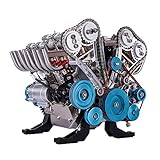 BOUN V8 Motor Bausatz Metall, 8 Zylinder DIY Motor Modell Miniatur Funktionsfähig Automotor Modell für Erw