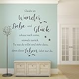 WANDTATTOO AA0810 Wandschnörkel ® Glaube an Wunder Liebe und Glück.Spruch Wanddekoration Schlafzimmer Wohnzimmer Flur Diele Farbe./Größenauswahl Wandaufkleb