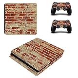 AXDNH PS4 Slim Skin-Aufkleber Für Playstation 4 Slim, Schutzfolie Skin Sticker Slim Vinyl Aufkleber Für PS4 Slim Konsole + 2 Controller Aufkleber Zubehör - Wand Graffiti/Bunt,1503
