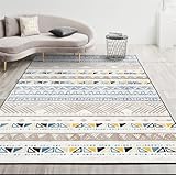 Designer Teppich Fleckerlteppich Balkon Teppich Wasserfest Blauer geometrischer Druck Wohnzimmerteppich Kurzflor haarlos Abriebfest 50X80cm Teppich Kinderzimmer Jung