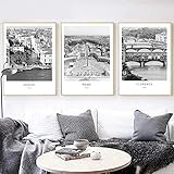 Kunst Wandbild Poster Venedig Florenz Rom Italien Fotografie Wandkunst Schwarz Weiß Reise Italien Städte Bild für Wohnkultur-40x60cm Kein R