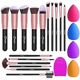 Pinselset Make up Pinsel Set mit 4 Beauty Schwamm und Bürste Wash Ei BESTOPE Pinsel Set 16 Stück Gesichtspinsel Augenpinsel Lidschattenpinsel Synthetische Haar Kosmetik