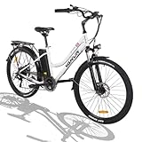 VARUN E-Bike Damen Herren 26 Zoll Elektrofahrräder mit 250W Motor 36V 10.4AH Lithium-Ionen-Akku Shimano 7 Gänge Pedelec Citybike E-Fahrrad für Erw