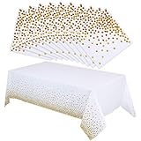 Nuoshen Party-Tischdecke + 50 Servietten mit Goldpunkten, eine einmalige Papiertischdecke, ideal für Geburtstagsparty