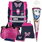 BUTTERFLY - Schmetterling - McNeill Ergo PRIMERO DIN Schulranzen-Set 6tlg. mit SPORTTASCHE - SCHULTÜTE 85cm GRATIS!