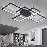 Wohnzimmerlampe Modern LED Decke Dimmbar Acryl Lampenschirm Deckenleuchte Chic Eckig Designer-Lampe Esszimmer Esstischlampe Fernbedienung Deko Deckenlampe Pendelleuchte Küche Landhaus Flur L