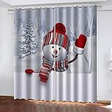 YTSDBB Verdunkelungsvorhang ​Kinderzimmer Cartoon Weihnachtsschneemann B 234 x H 230 cm 3D Digitaldruck Druckmuster Öse Thermisch isoliert 90% für Schlafzimmer Wohnzimmer ​Kinderzimmer Junge mit M