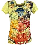 GURU SHOP Mirror T-Shirt, Mandala/Gelb, Baumwolle, Size:M (38), Bedrucktes Shirt Alternative Bekleidung