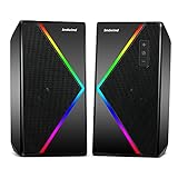 PC Lautsprecher Imdwimd USB Desktop Computer Gaming RGB Lautsprecher mit verbessertem Stereo Buntes 6-Modi-RGB-Licht, 2.0 Zweikanal-Multimedia-Lautsprecher für PC Tablet Computer Laptop