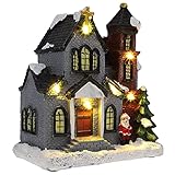 VICASKY Weihnachtshaus mit Beleuchtung LED Harz Weihnachtshäuser Stil B OHNE Akku Winterlandschaft Deko Desktop Ornament Nachttischlampe Weihnachtsdek