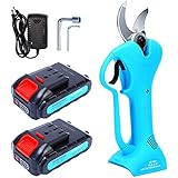 Gartenschere Elektrisch Astschere Akku Baumschere, 30mm Schnittdurchmesser, Rebschere mit 2 Stück Wiederaufladbare 2Ah Lithiumbatterie und 5 Stück Anti-Cut-Fingerlinge, 4-6 Arb