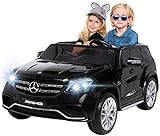 Actionbikes Motors Kinder Elektroauto Mercedes GLS63 Allrad Leder Sitz Kinderfahrzeug Kinderauto 45 Watt 2 Sitzer (Schwarz)