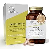 IMMUN GUARD – Immunsystem stärken ∣ Vitamin C hochdosiert 1000mg mit OPC Traubenkernextrakt ∣ natürliches Vitamin C aus Acerola, Amla, Camu Camu, Hagebutte ∣ 120 Vitamin C Kapseln ∣ vegan ohne Z