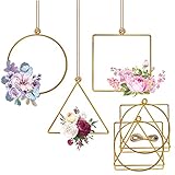 Dancepandas Metallringe Makramee 6PCS Metallring Hängende Dekoration Geometrischer Blumenkranz Deko Floral Hoops Ringe zum Basteln Künstliche Eukalyptus Wandkranz Türkranz Traumfäng