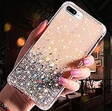 JAWSEU Handyhülle Kompatibel mit iPhone 7 Plus,iPhone 8 Plus Glitzer Hülle Silikon Tpu Glänzend Bling Stern Muster Shiny Ultra dünn Weiche TPU Schutzhülle Stoßfest Bumper Case Handytasche,