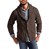 ZYUD Herren Strickjacke mit Schalkragen Herren Strickpullover mit Knöpfen Oberbekleidung Vintage Strickjacke Mantel Herren Langarm Kragen Cardigan Herren Jacke Gestrickt für Hemd und S
