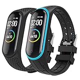 MoKo 2-Pack Armband für Xiaomi Mi Band 3/Mi Band 4, Silikon Replacement Uhrenarmband Sportarmband Band Ersatzband mit Schließe - Blau Schw