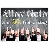 A4 XXL 50 Geburtstag Karte DAUMEN HOCH mit Umschlag - edle Geburtstagskarte - Glückwunschkarte zum 50. Geburtstag für Frau & Mann von BREITENWER