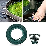 Elastische Rasenkante mit Sicherungsstiften für gebogene Kanten und Ecken, Gardena Plastik Flexibel Rasenkantenrand Zaun Unsichtbar Getrennt Rasenflächen von Wegen, Pflastersteinen-Grün (3 Meters)