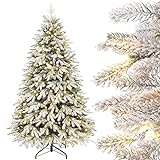 Yorbay Künstlicher Weihnachtsbaum mit Weiß Schnee Tannenbaum für Weihnachten Dekoration (210Ccm)